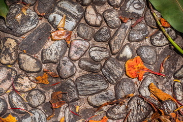 background stones flowers Thailand. orange and braun 