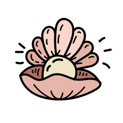 color vector element, black and white drawing of a marine inhabitant, shell
