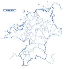 福岡県地図 シンプル白地図 市区町村