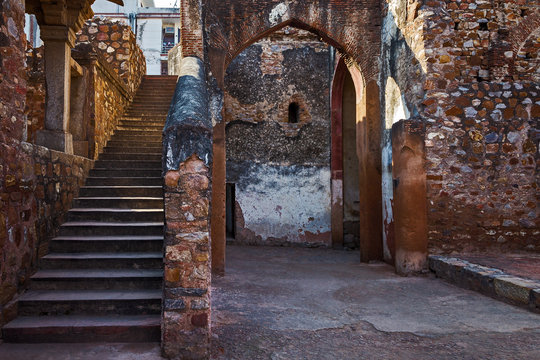 Zafar Mahal, an old abandoned palace of Mughal era in the village of Mehrauli, Delhi, India