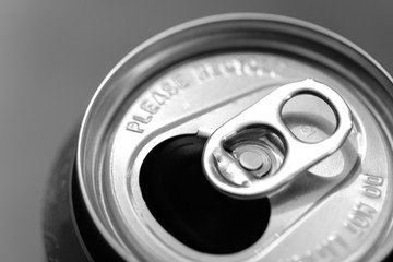 beverage Can Ring Pull, close up - open beer cans with locking ring
