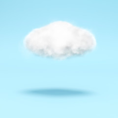 Rain cloud on sky pastel blue background 3d rendering. 3d illustration Rainy Season greeting card template minimal concept.