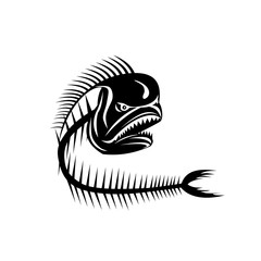 Mahi-mahi Dorado Dolphinfish Skeleton Black and White