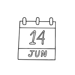 calendar hand drawn in doodle style. June 14. World Blood Donor Day, International Weblogger, date. icon, sticker, element