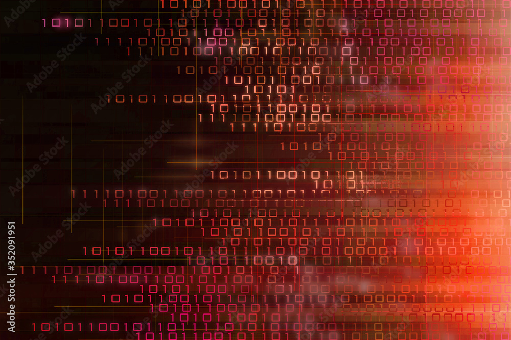 Poster world of digital data. global connections by cyber war binary information transmitted. danger in digital business concepts. red data power grid. dark Age of digital data and burning red patterns.