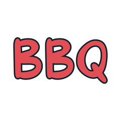 bbq word lettering line and fill style