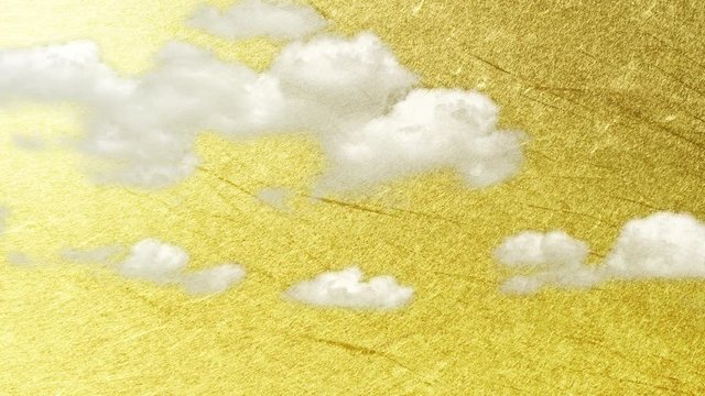 雲と金色の和紙による背景素材（アブストラクト）
