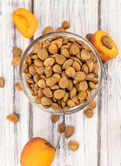 Shelled Apricot Kernels (close up shot; selective focus)
