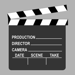 Obraz premium Clapperboard used in filmmaking with text, conceptual vector