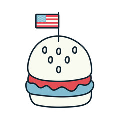hamburger with usa flag line and fill style