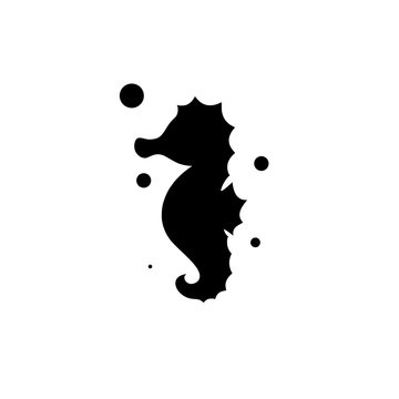 Seahorse graphic icon. Black silhouette seahorse isolated on white background