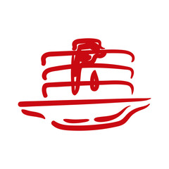 pancakes with maple honey hand draw style icon