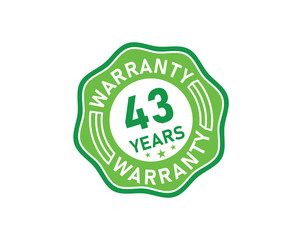 43 year warranty icon isolated on white background