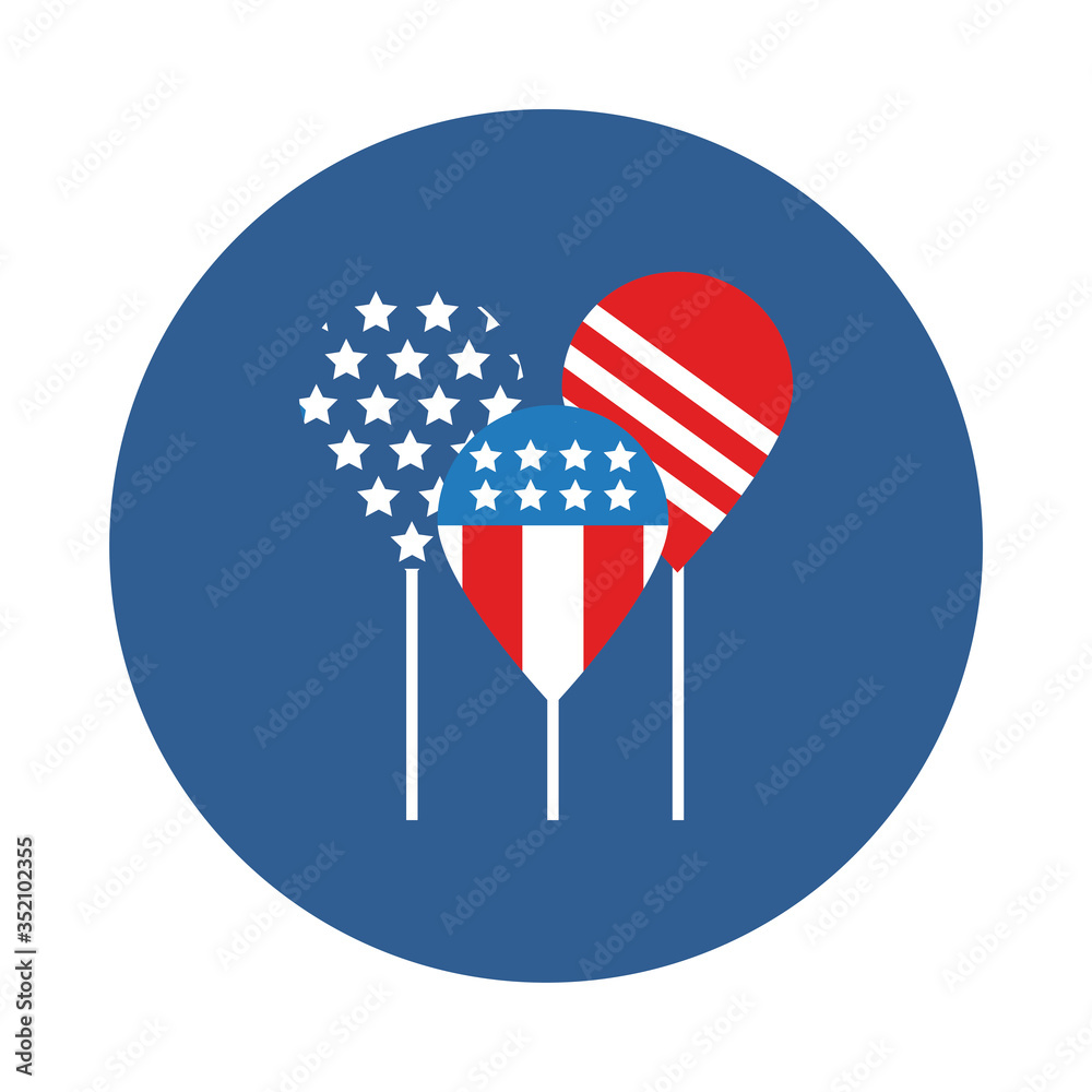 Canvas Prints balloons helium with usa flag block style