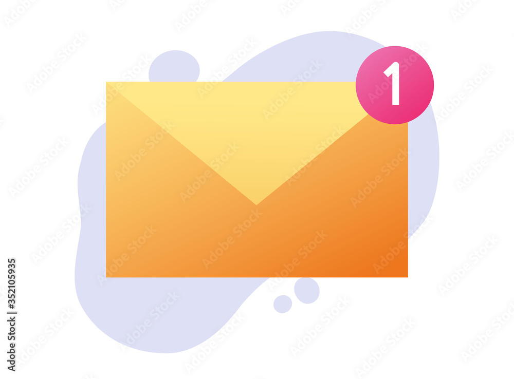 Poster envelope email icon with new incoming notification message or new inbox mail reminder notice vector 