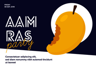 Indian mango party. Aam Ras Party Template. Indian Aam Ras. Vector illustration of mango. Mango bite.