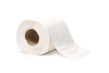 Roll of toilet paper or tissue isolated on white background