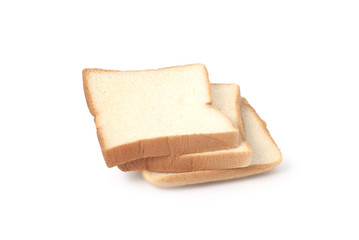 Sliced white bread isolated on white background.