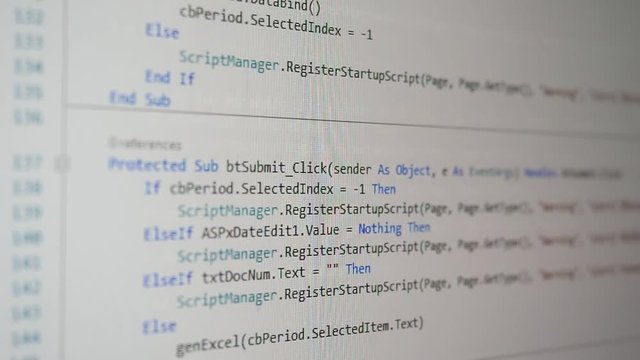 Web, application and software developement. Programming code on a monitor.