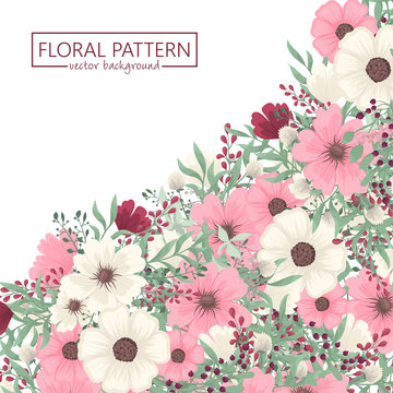 Floral Border Background - Pink Flower Border