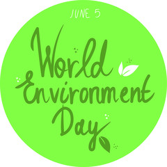 Vector illustration logo on the theme of World Environment day on June 5th.
