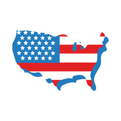 usa map with flag flat style