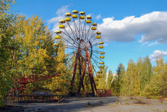 The abandoned amusement park in Pripyat following the nuclear disaster at Chernobyl, Ukraine