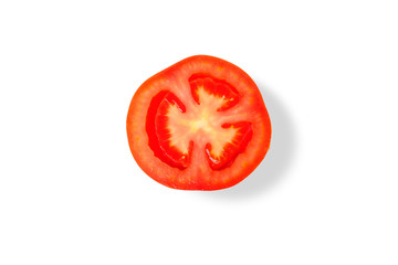  Top view Tomato isolated on white background. With clipping path. Full depth of field.