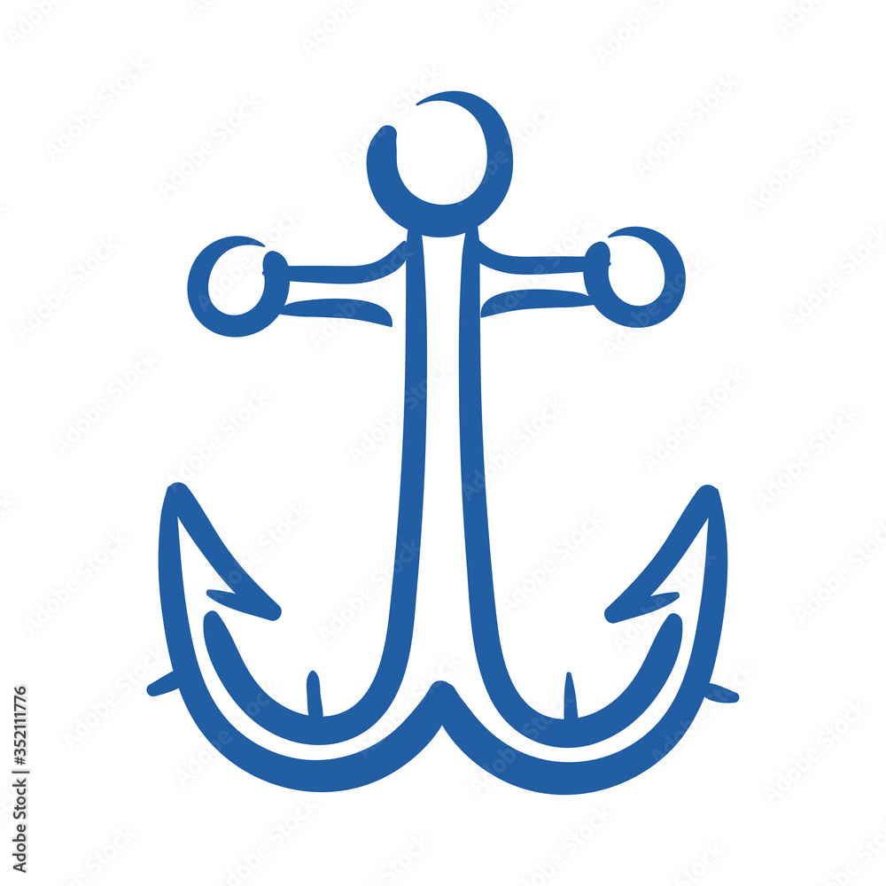 Wall mural marine anchor hand draw style icon