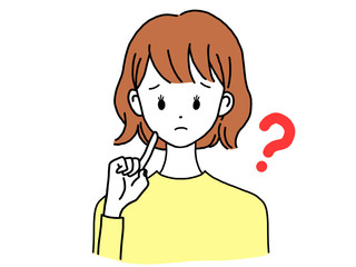女性 正面 困り顔 ハテナポーズ