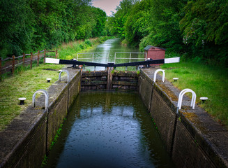 Fototapeta na wymiar Loxwood Wey and Arun canal lock gates