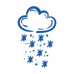 cloud with snowflakes hand draw style icon