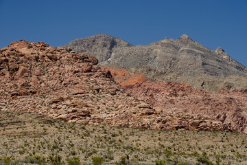 Rocks and mountains in the Red Rock Valley of Nevada