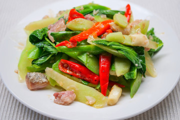 Stir fried kale with salted fish