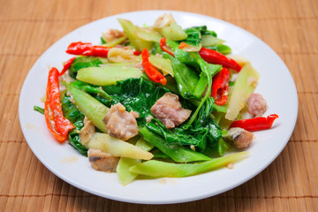 Stir fried kale with salted fish