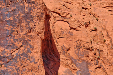 Colorful Aztec sandstone formations in the Nevada Desert caused by millions of years of erosion