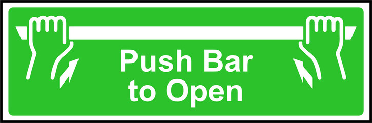 Fototapeta premium Push bar to open green notice sign