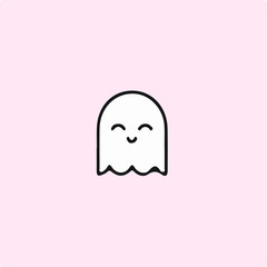 white ghost cute icon vector illustration