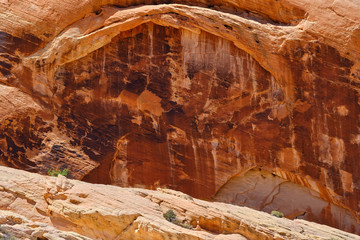 Colorful orange rock faced cliffs in the Nevada Desert