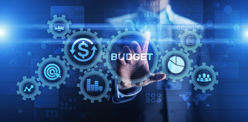Budget accounting financial technology concept on virtual screen.