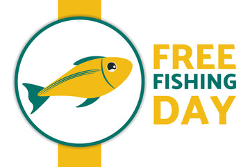 Free Fishing Day concept. Template for background, banner, card, poster with text inscription. Vector EPS10 illustration.