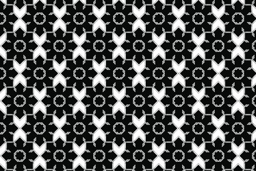 Black geometrical star shape with linear outline in a repeating pattern on a white background