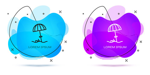 Line Sun protective umbrella for beach icon isolated on white background. Large parasol for outdoor space. Beach umbrella. Abstract banner with liquid shapes. Vector © vector_v