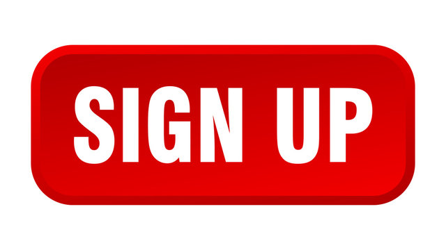 sign up button. sign up square 3d push button