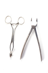 Dental instruments for dentistry on a white background