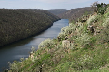Znojmo reservoir on the river Dyje in South Moravia in the Czech Republic