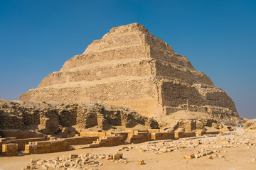 Pyramid of Djoser (Step Pyramid), is an archaeological remain in the Saqqara necropolis, Egypt