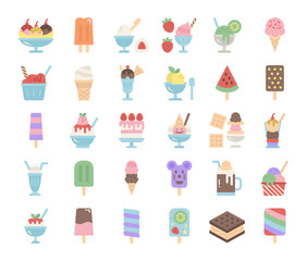 ice cream flat vector icons