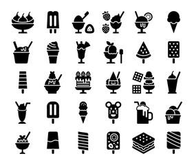 ice cream glyph vector icons