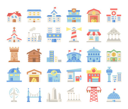building flat vector icons
